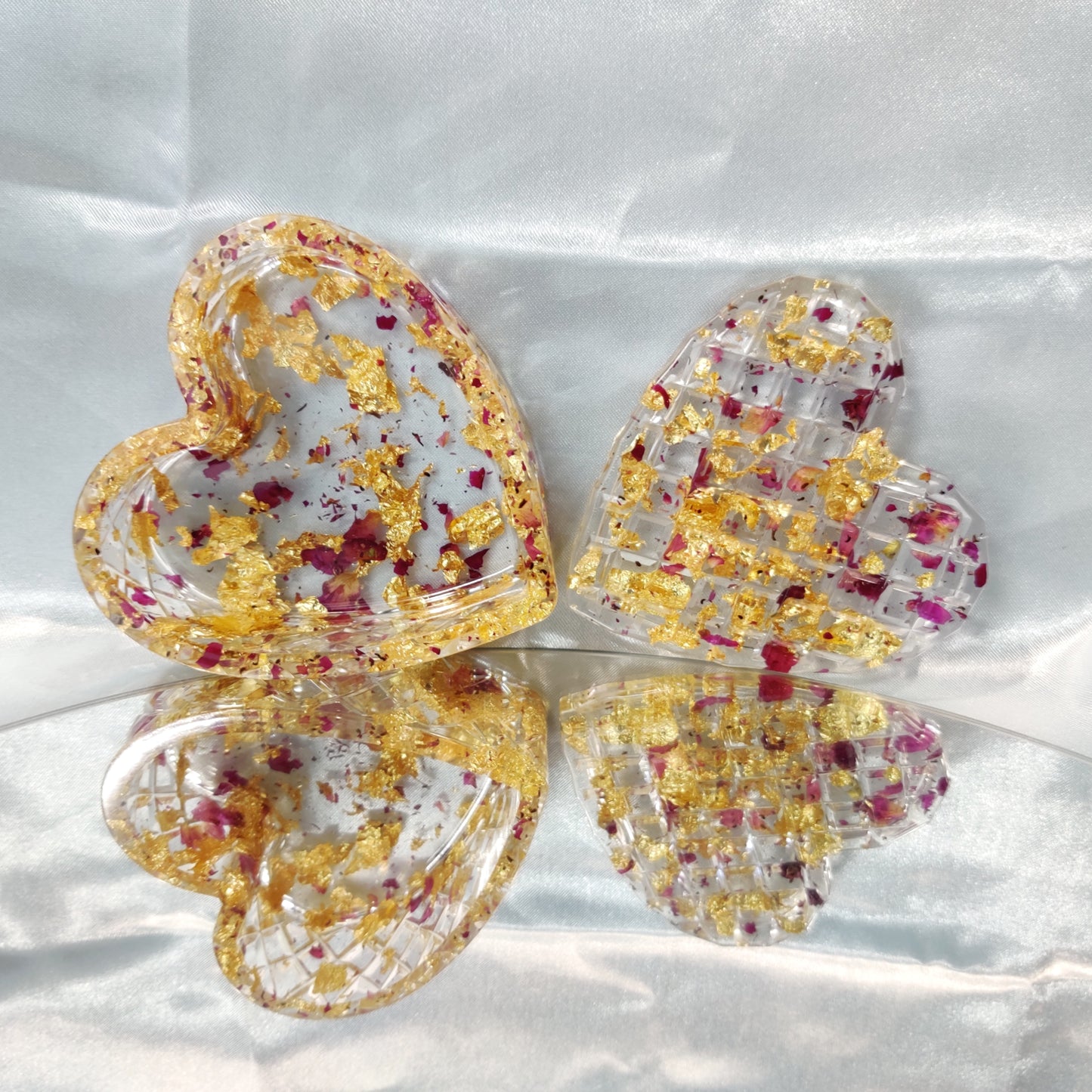 Rose and Gold Flake Heart Box