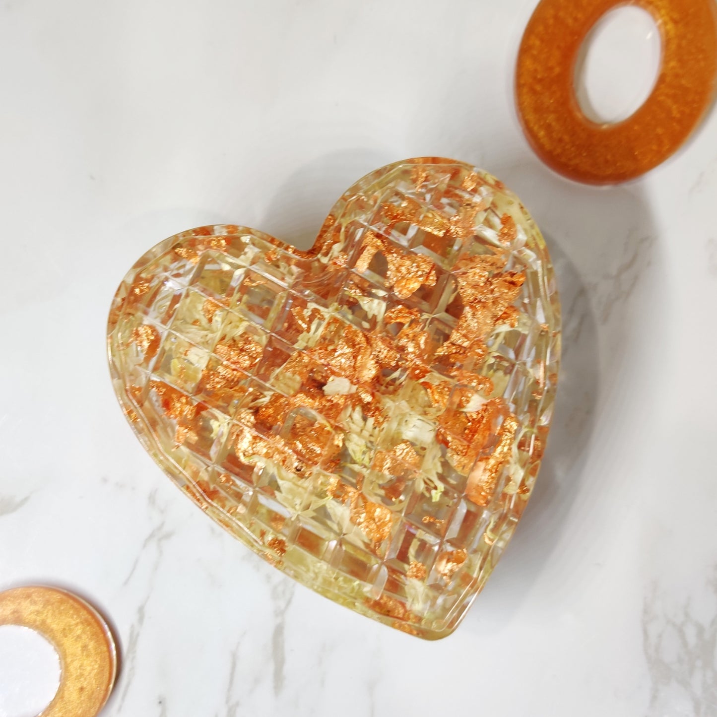Chrysanthemum and Gold Flake Heart Box