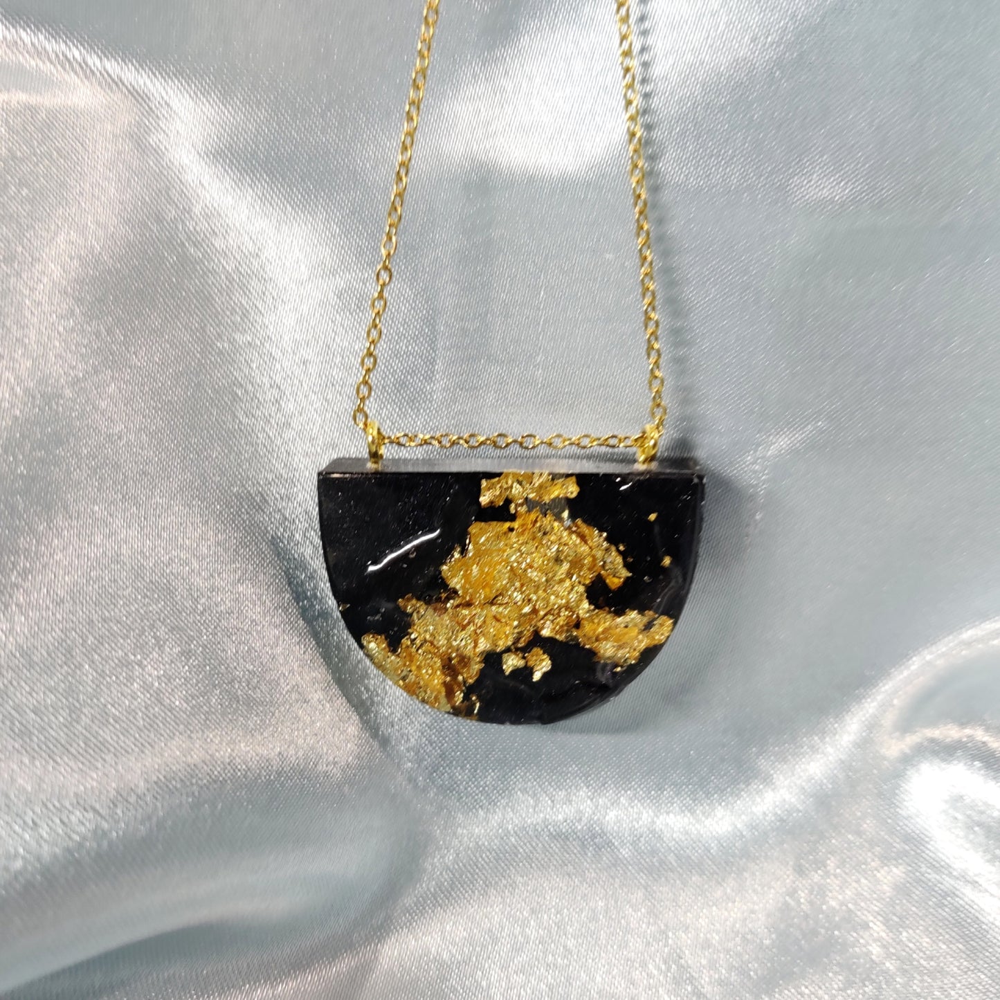 Black and Gold Semi Oval Pendant