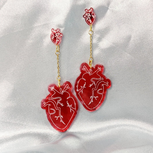 Anatomical Heart Drop Earrings