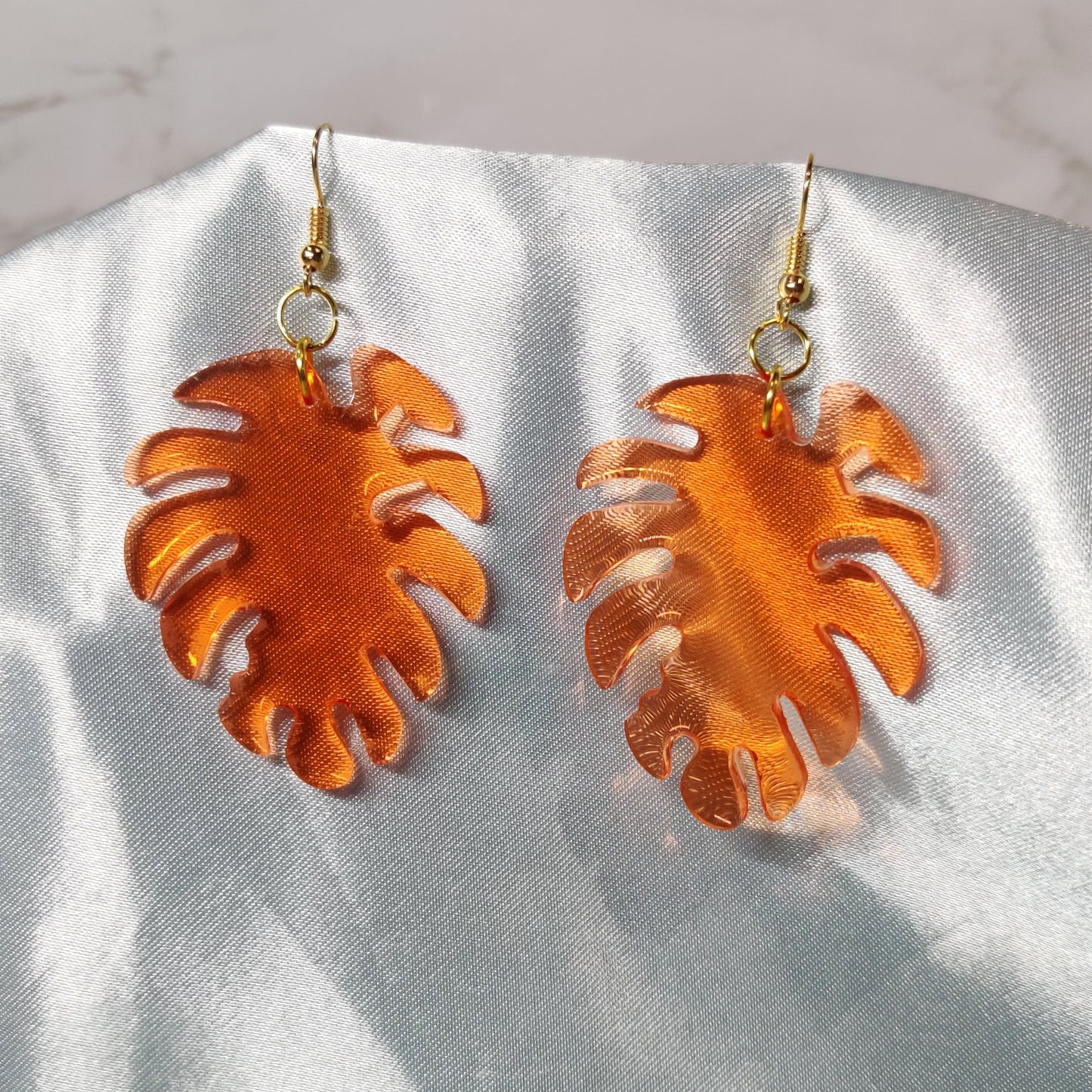 Orange Monstera Earrings (Discount)