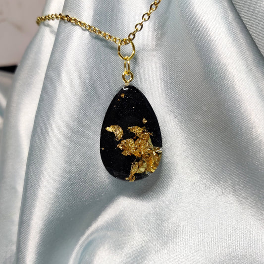 Black and Gold Tear Pendant